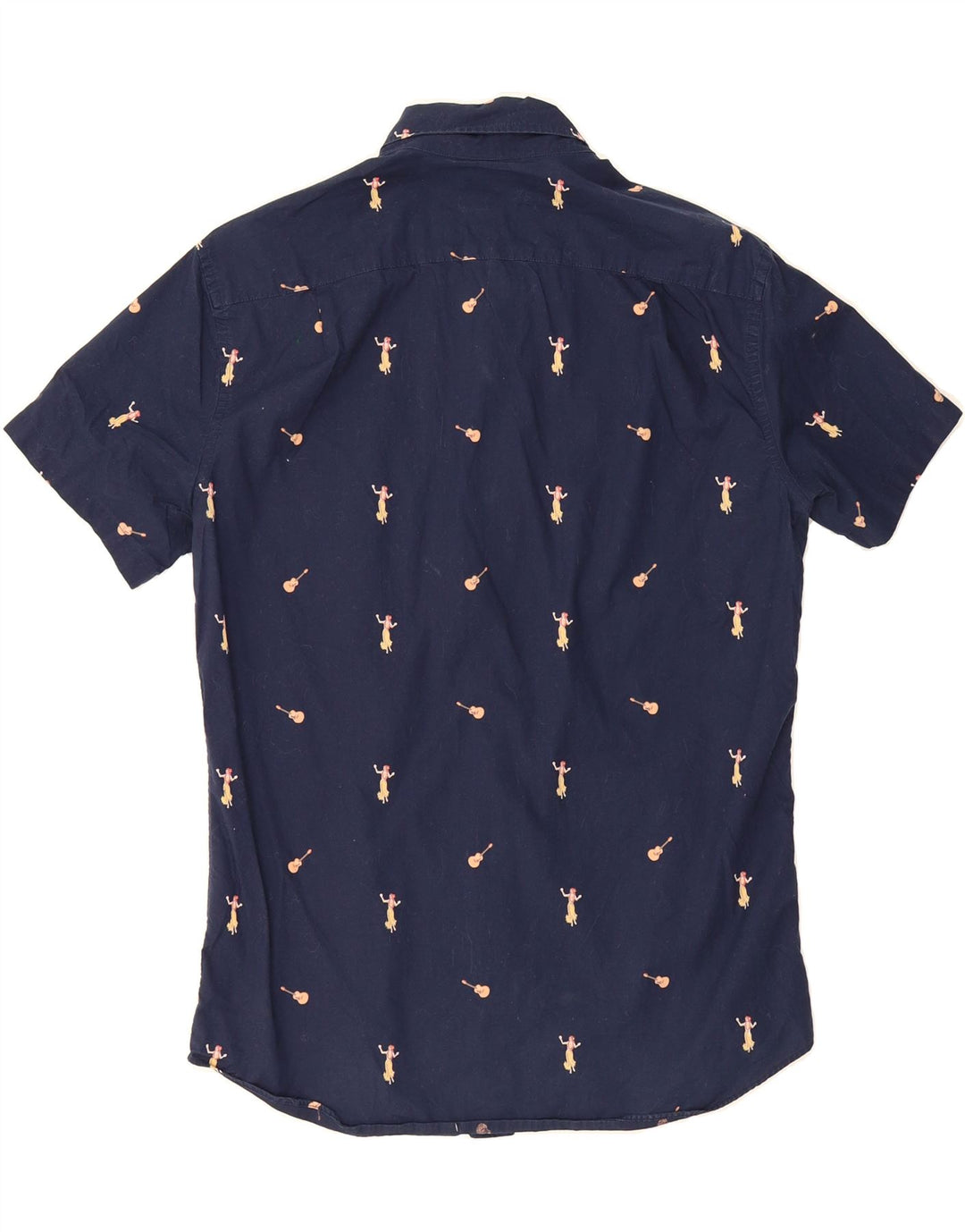 J. CREW Mens Abstract Pattern Short Sleeve Shirt Small Navy Blue Cotton Vintage J. Crew and Second-Hand J. Crew from Messina Hembry 