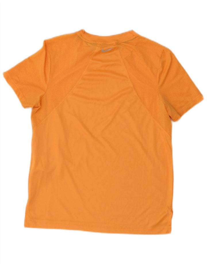 Nike Dame Dri Fit T-Shirt Top UK 10 Small Orange Polyester