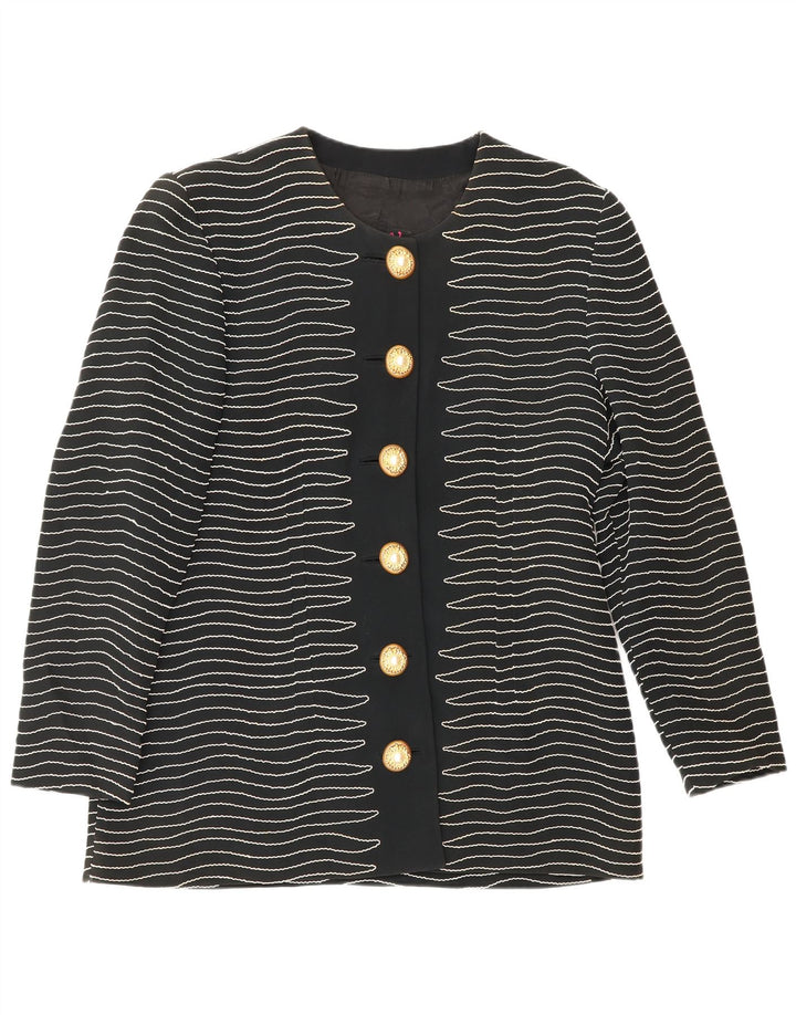 Gai Mattiolo Dame 6 Button Blazer Jacket IT 50 XL Sort Stribet