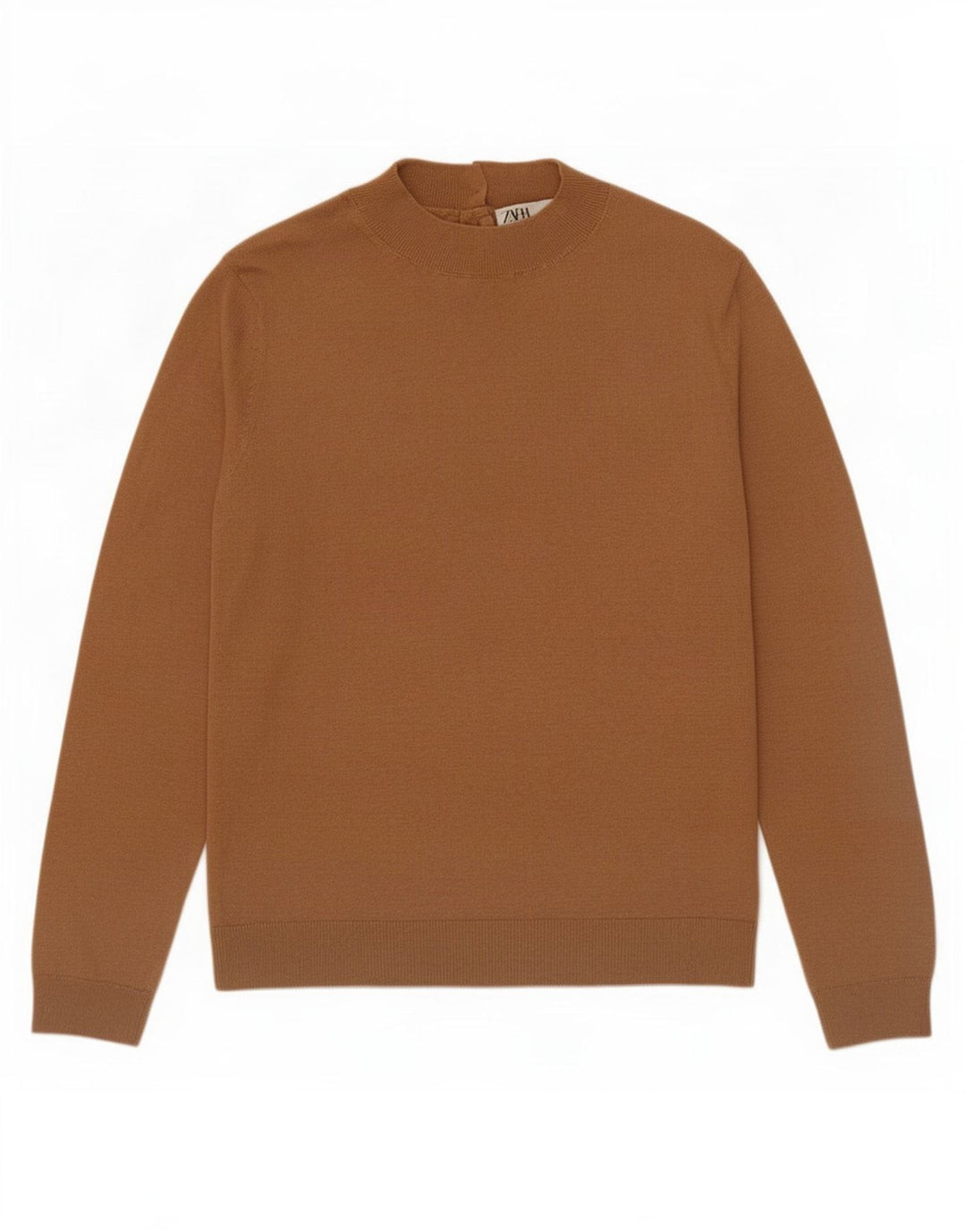 Zara Dame Turtle Neck Jumper Sweater UK 10 Small Brown Modal