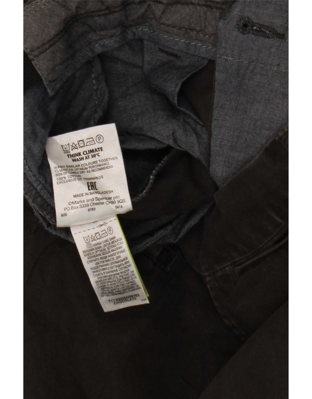 Marks & Spencer Herre Straight Cropped Trousers W38 L24 Brun Bomuld