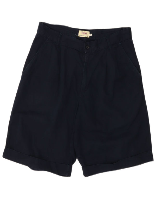 Sisley Womens Relaxed Elegance High Waist Chino Shorts W32 Large Navy Blue