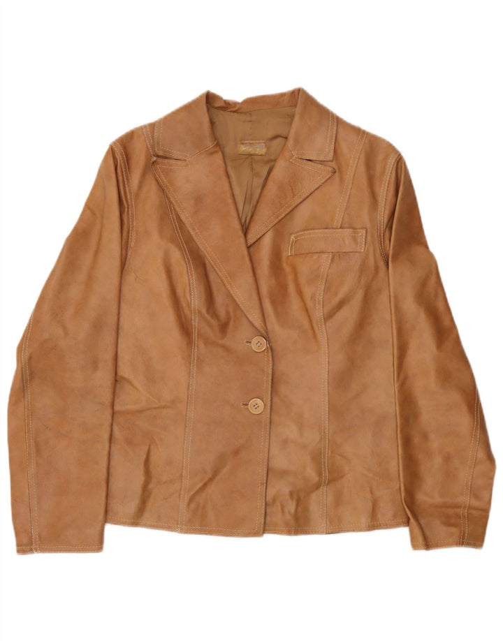 Mays Dame 2-knaps læder blazerjakke IT 44 Medium Brun