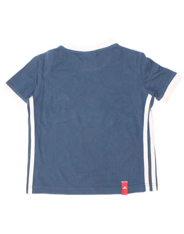 Adidas Boys T-Shirt Top 4-5 år Blå Colourblock Bomuld