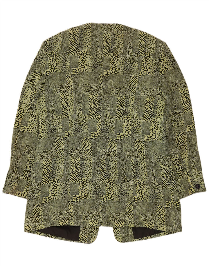 BARUCH Dame Longline Blazer Jacket UK 16 Large Green Animal Print