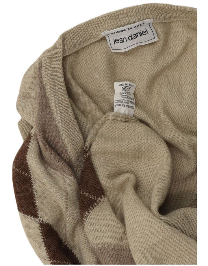 Vintage Herrevest Tank Top Stor Beige Argyle/Diamant Akryl