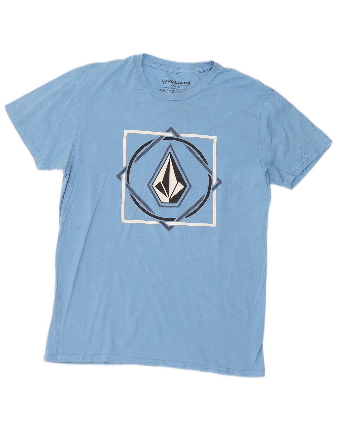 Volcom Herre Grafisk T-Shirt Top UK 14 Medium Blue Cotton
