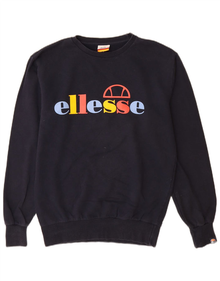 Ellesse Herre Grafisk Sweatshirt Jumper Medium Navyblå Bomuld