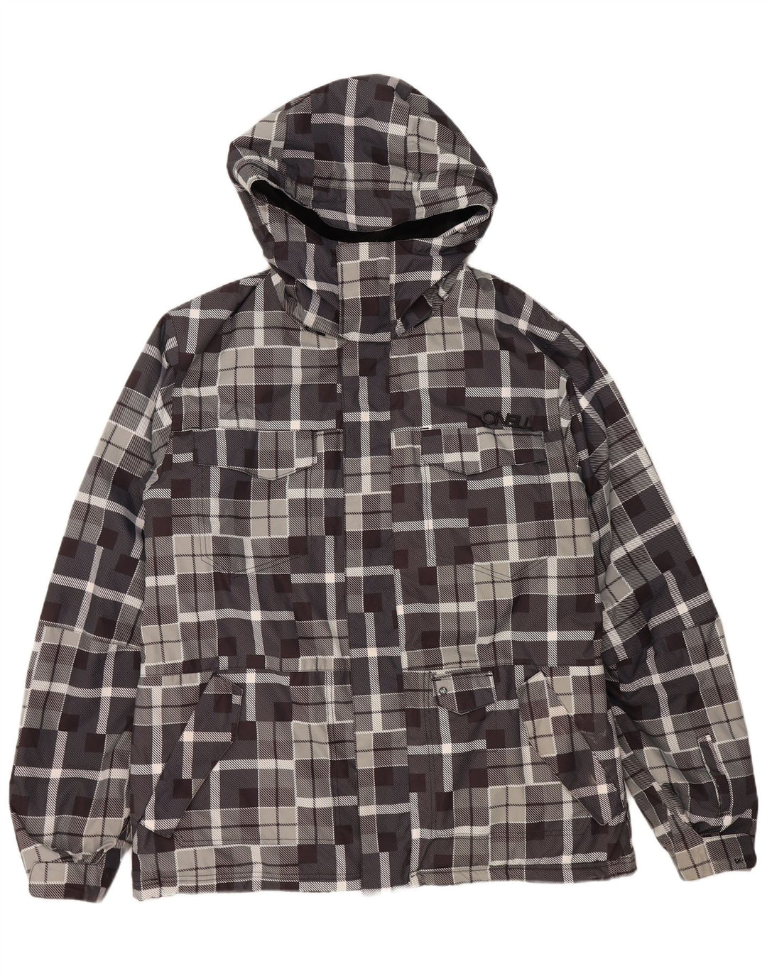 O'NEILL Herre Hooded Windbreaker Jacket UK 40 Stor Grå Geometrisk