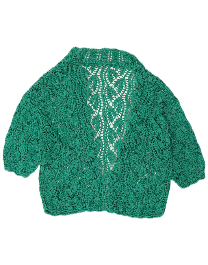 Vintage Dame Kortærmet Åben Cardigan Sweater UK 16 Large Green