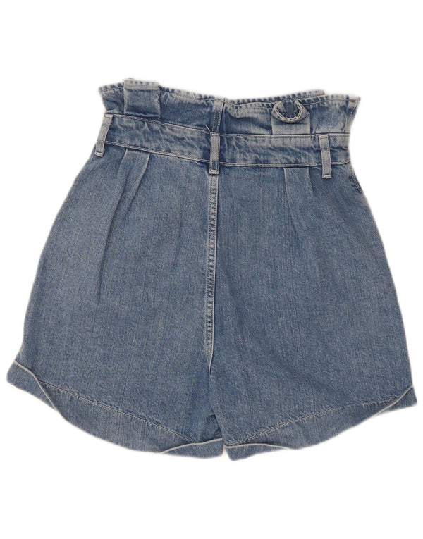 Topshop Dame High Waist denim Shorts UK 8 Small W25 Blue Cotton