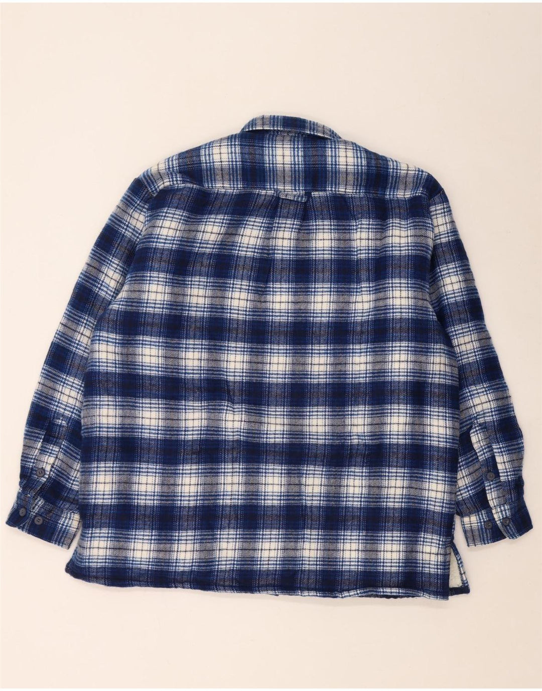 Vintage herre skovhugger flannel skjorte stor blå ternet akryl