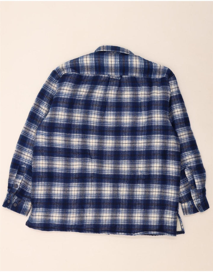 Vintage herre skovhugger flannel skjorte stor blå ternet akryl