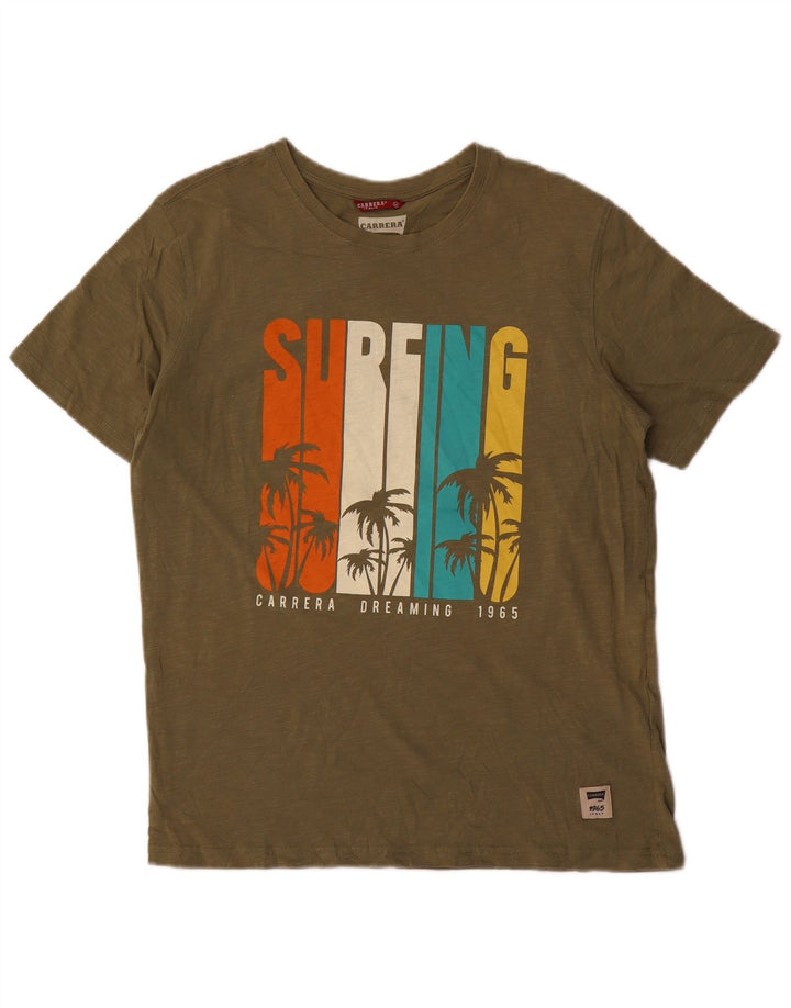 Carrera Herre grafisk T-shirt Top Medium Khaki Flecked