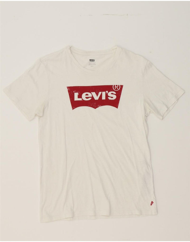 LEVI'S Mens Graphic T-Shirt Top Small White Cotton Vintage Levi's and Second-Hand Levi's from Messina Hembry 