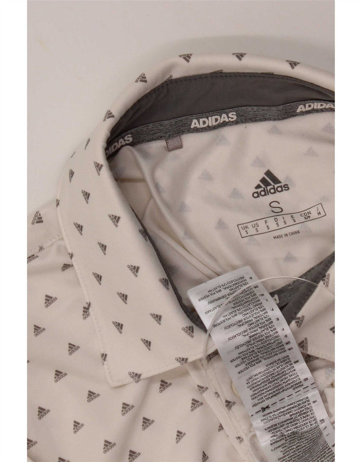 Adidas grafisk poloshirt til mænd, lille hvid polyester