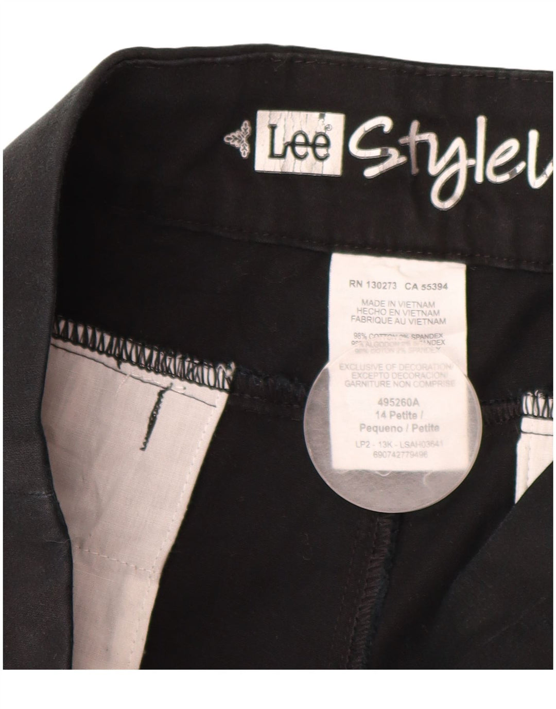 LEE Petite Straight Casual Bukser til kvinder US 14 XL W34 L29 Sort Bomuld