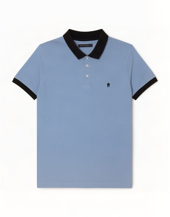 French Connection Herre Rugby Polo Shirt Medium Blue Colourblock