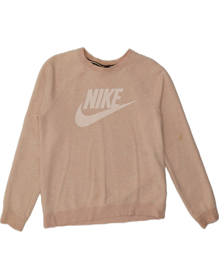 NIKE Womens Oversized Graphic Sweatshirt Jumper UK 10 Small Pink Flecked Vintage Nike and Second-Hand Nike from Messina Hembry 