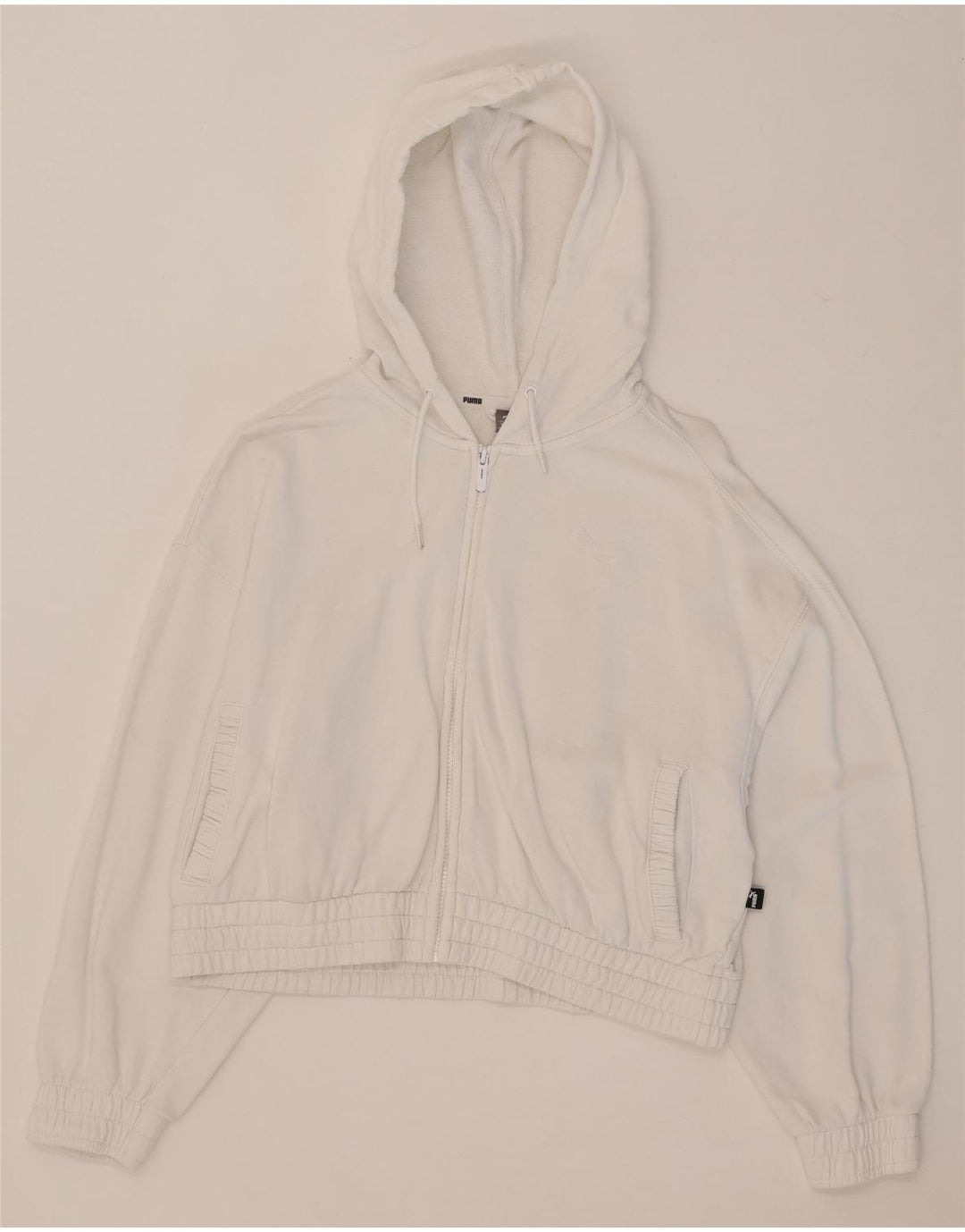 Puma Dame Crop Zip Hoodie Sweater UK 14 Medium White