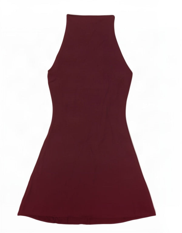 Zara Dame Halter Dress UK 10 Small Bourgogne Polyester