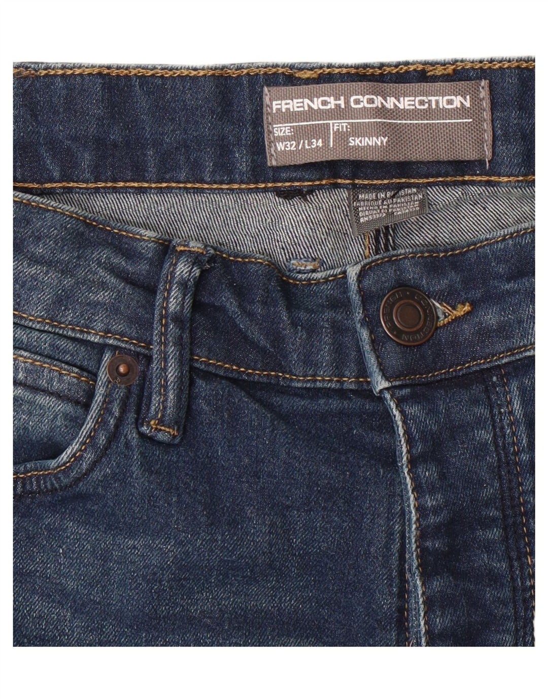 FRENCH CONNECTION Mens Skinny Jeans W32 L34 Blue Cotton Vintage French Connection and Second-Hand French Connection from Messina Hembry 