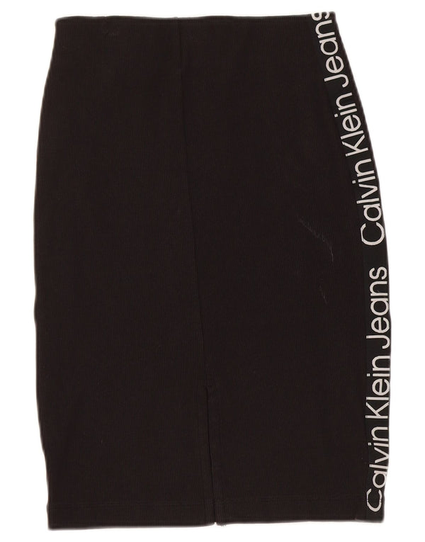 CALVIN KLEIN JEANS grafisk blyantnederdel til kvinder 2XS W24 sort bomuld