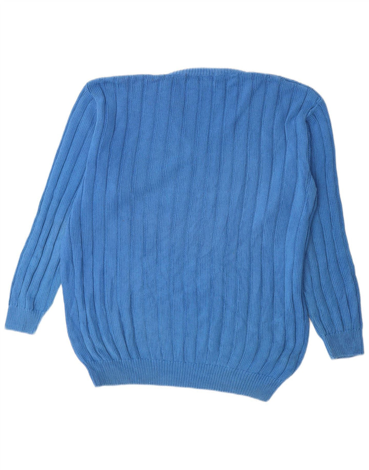 Vintage herre V-hals sweater 2XL blå bomuld