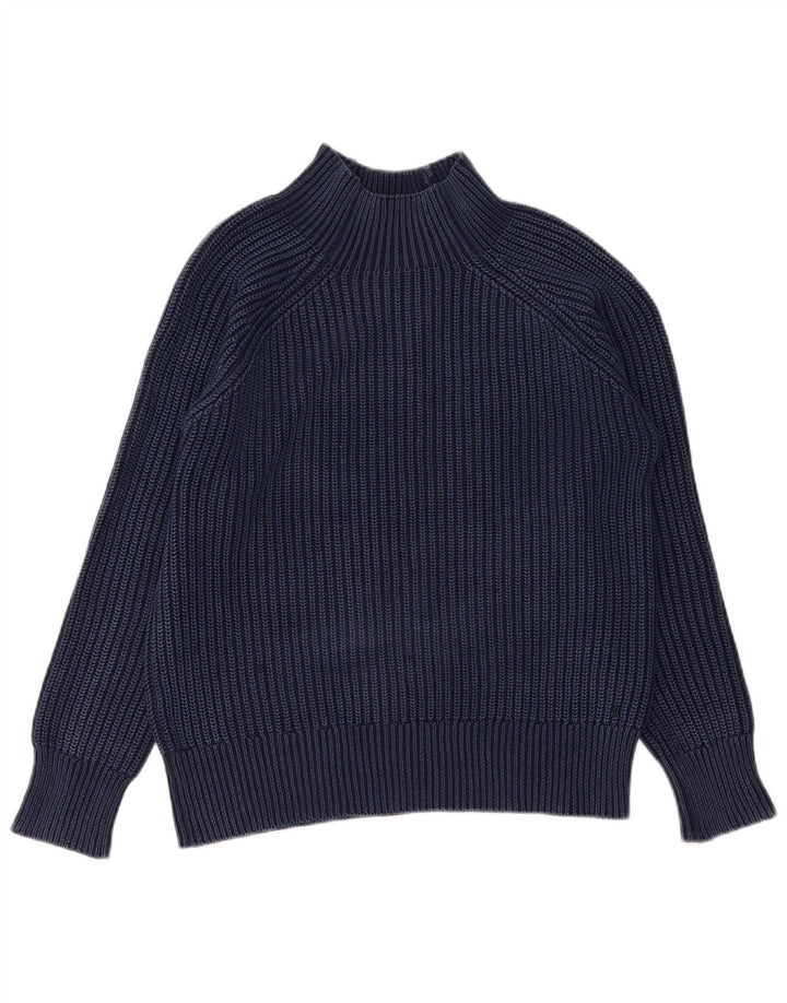 Replay Dame Turtle Neck Jumper Sweater UK 14 Medium Navy Blue Bomuld