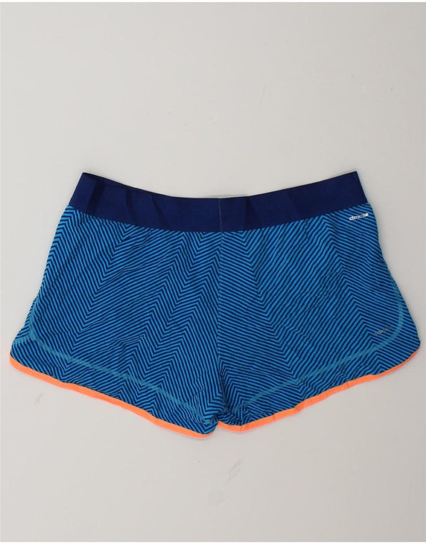 Adidas Womens Climalite Sportshorts UK 12/14 Medium Blue Pinstripe