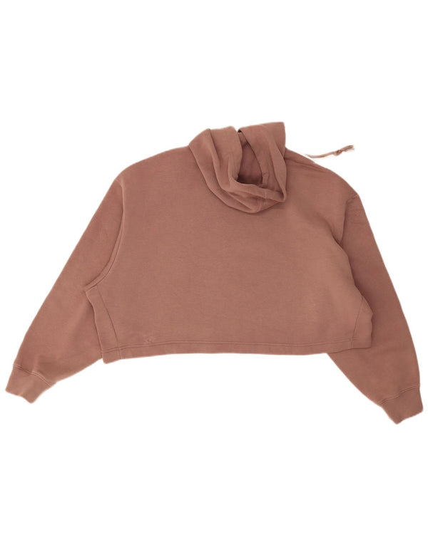 Adidas Womens Crop Oversized Hoodie Jumper UK 14 Medium Brown Bomuld