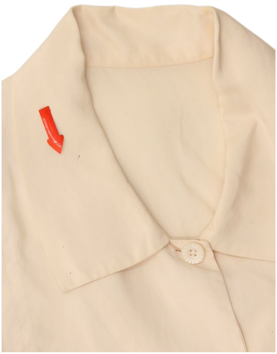 Vintage Dame Crop Shirt Bluse UK 14 Medium Beige