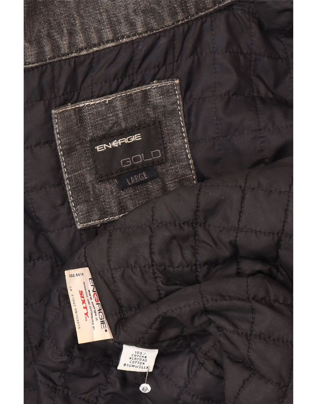 Energie Herre Denim Jacket UK 40 Stor Grå Colourblock Bomuld