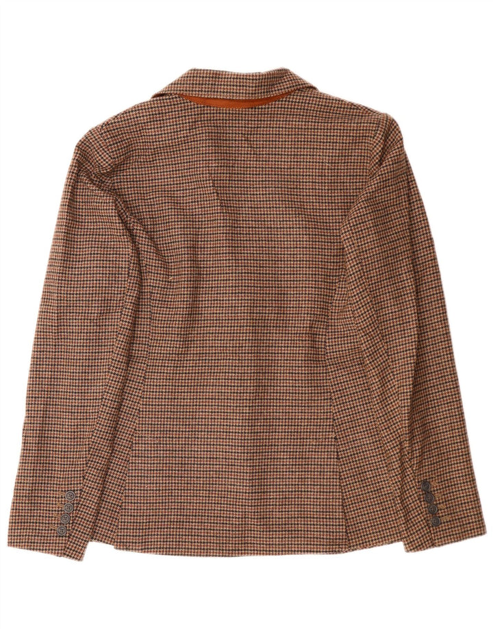 EDDIE BAUER Dame 2-knaps blazerjakke US 12 Large Brown Houndstooth
