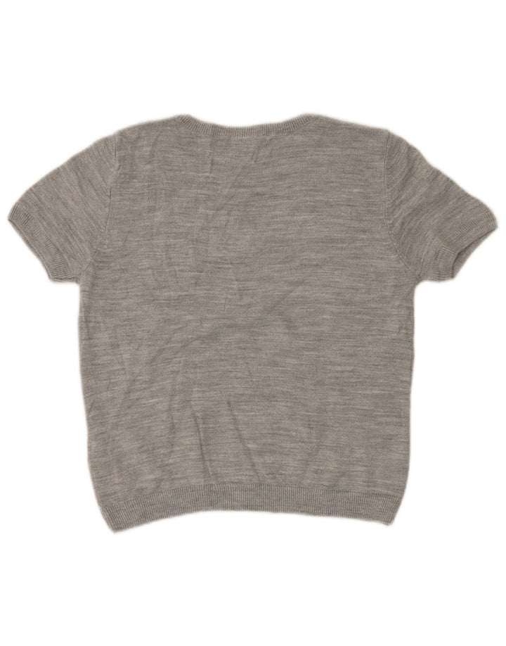MARKS & SPENCER Dame Crop Jumper Sweater med rund hals DK 12 mellemgrå