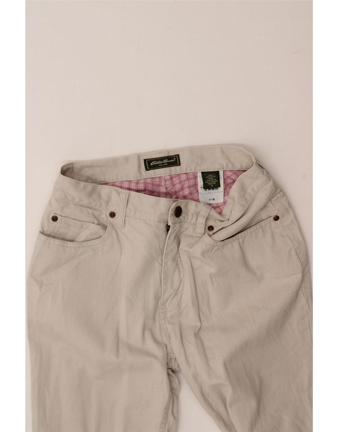 EDDIE BAUER Womens Petite Casual Trousers US 6 Medium W28 L28 Beige Vintage Eddie Bauer and Second-Hand Eddie Bauer from Messina Hembry 