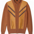 Vintage Herre Cardigan Sweater IT 56 2XL Brun Colourblock Uld