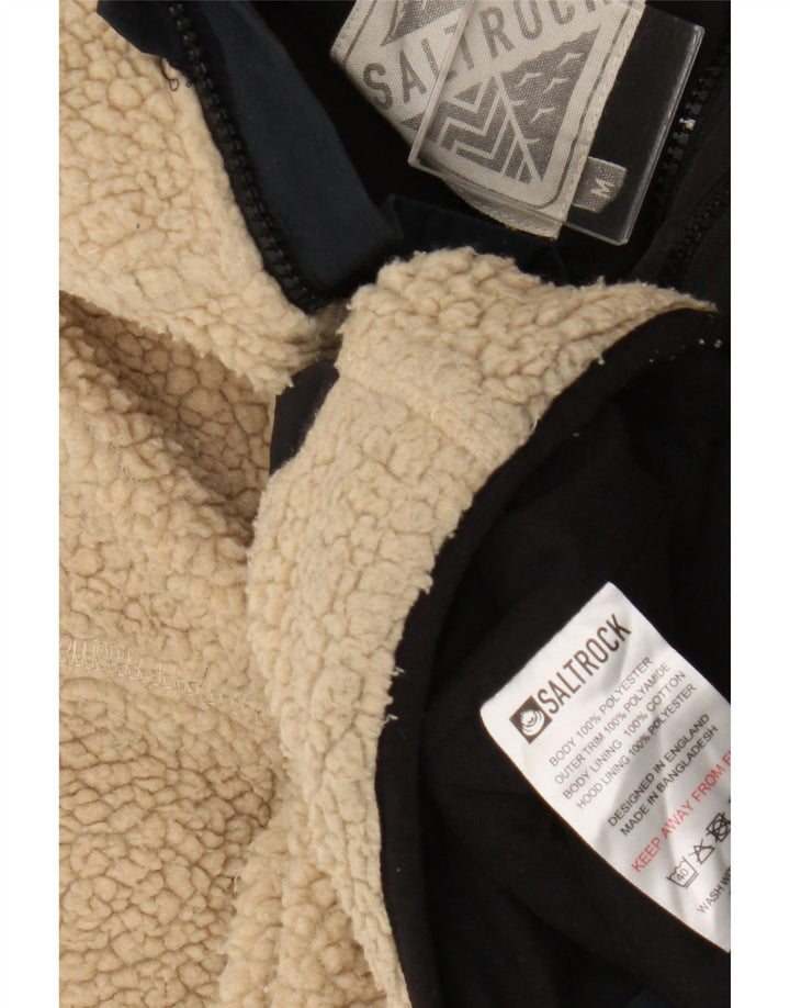 Saltrock Fleecejakke med hætte til mænd UK 38 Medium Beige Colourblock Polyester