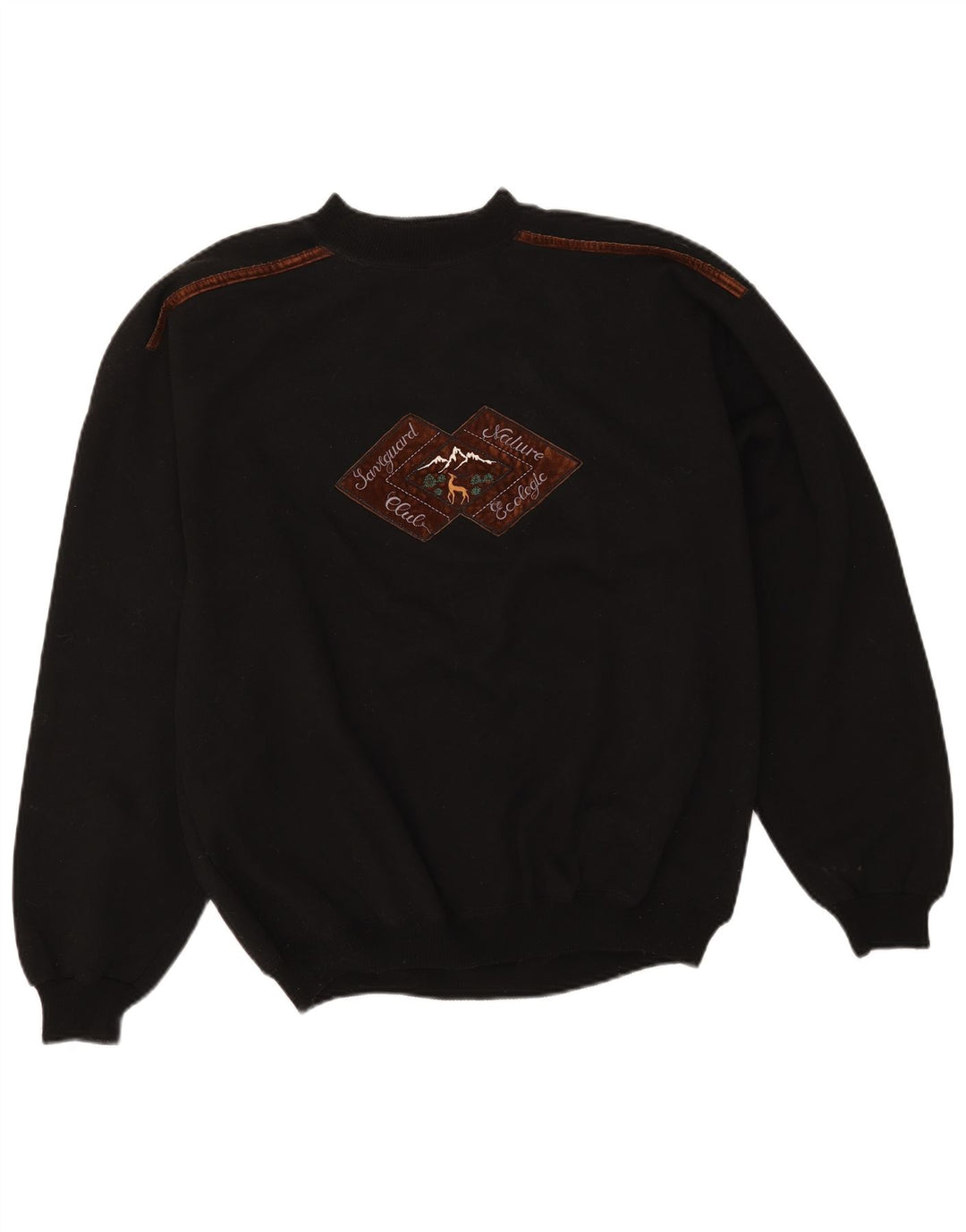 Vintage Mens Graphic Sweatshirt Jumper XL Black Cotton