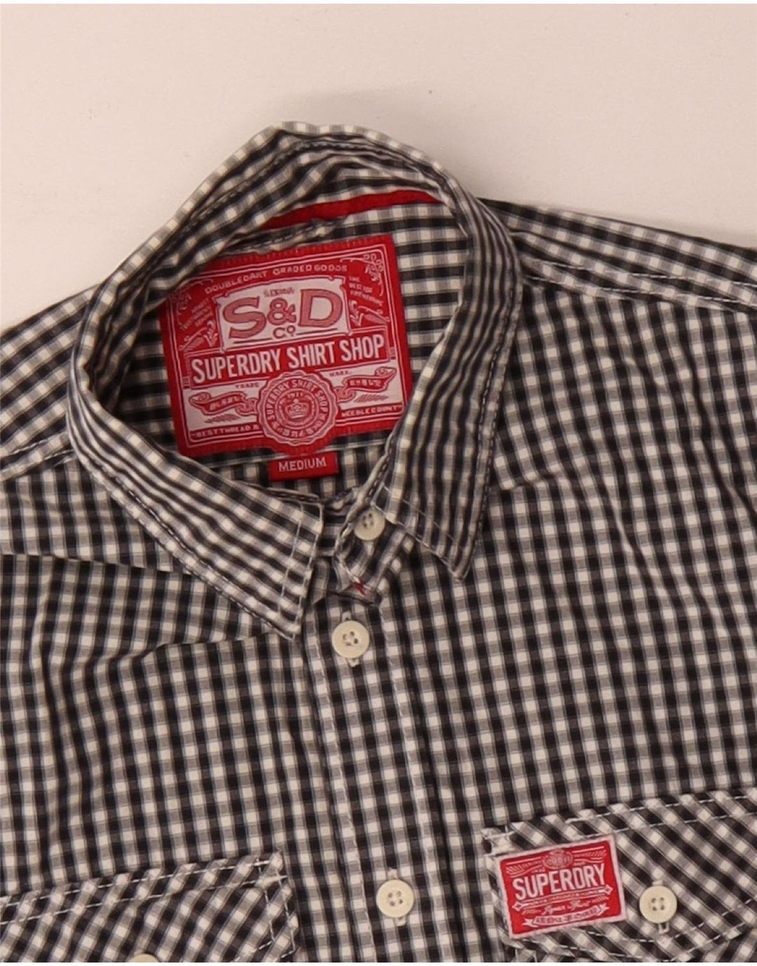 Superdry Herreskjorte Medium Sort Gingham Bomuld