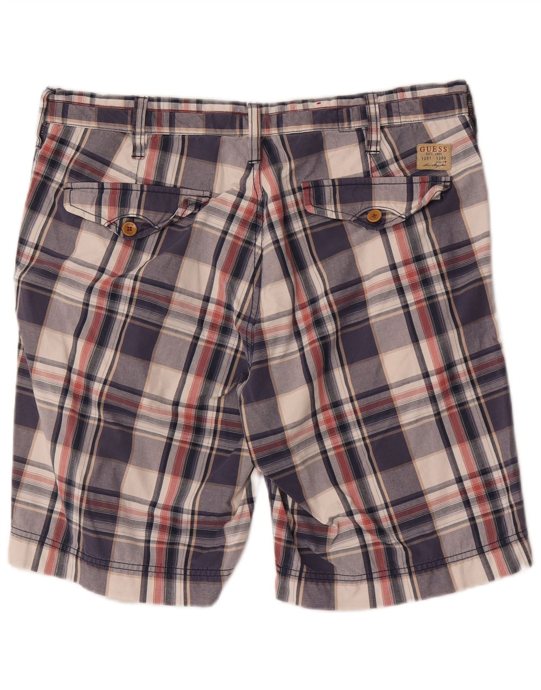 Guess Chino Shorts til mænd W34 Large Navy Blue Ternet Bomuld