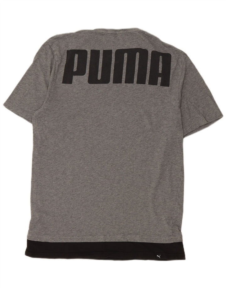 Puma Herre grafisk T-shirt Top Mellemgrå Colourblock Bomuld