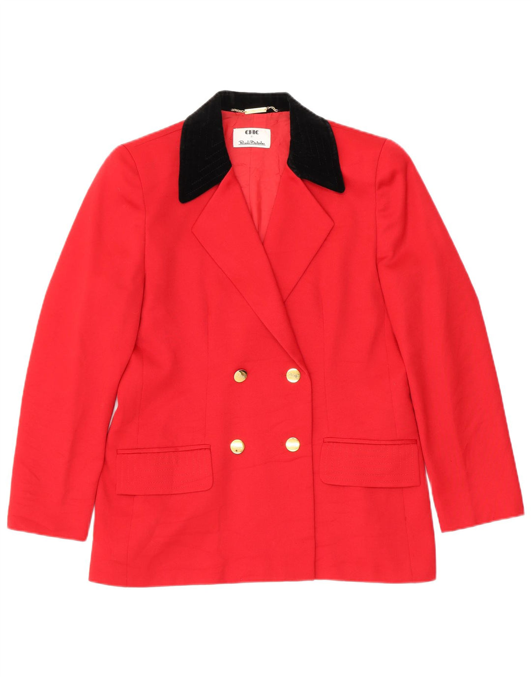 Chic Dame Dobbeltradet Blazer Jacket UK 18 XL Rød Colourblock