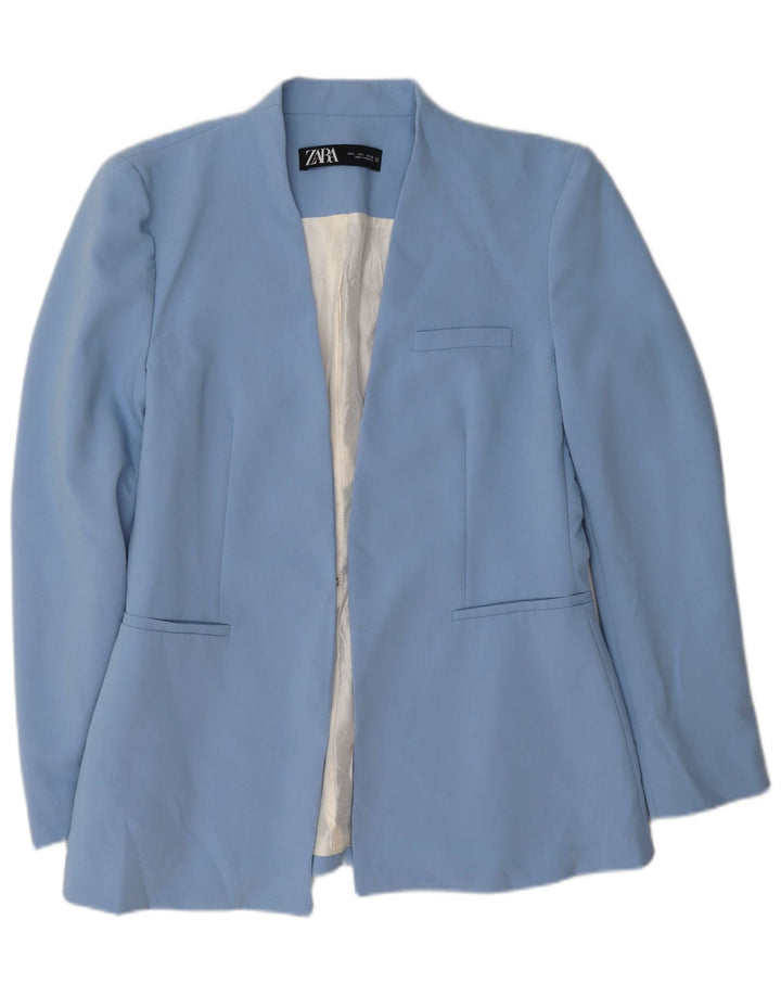 Zara Dame Blazer Jacket UK 16 Stor Blå Polyester