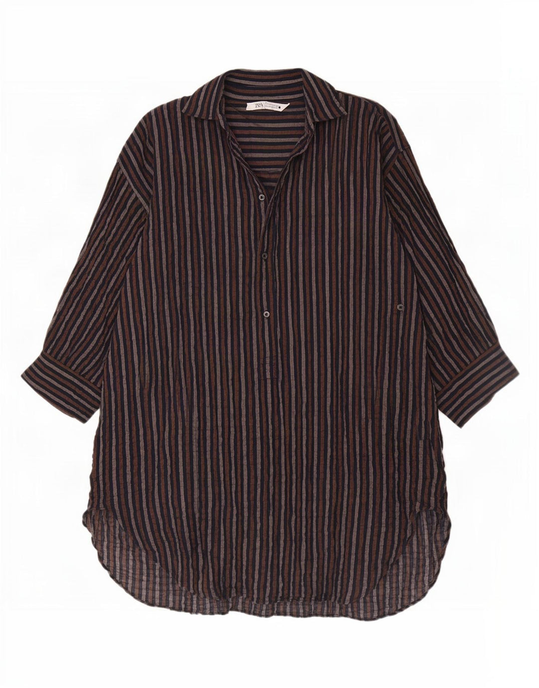 Zara Kvinders Oversized Pullover Skjortekjole UK 6 XS Flerfarvet Stribet