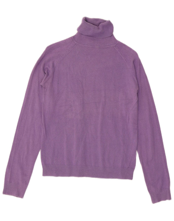 Zara Dame Rullehals Sweater UK 12 Medium Lilla Bomuld