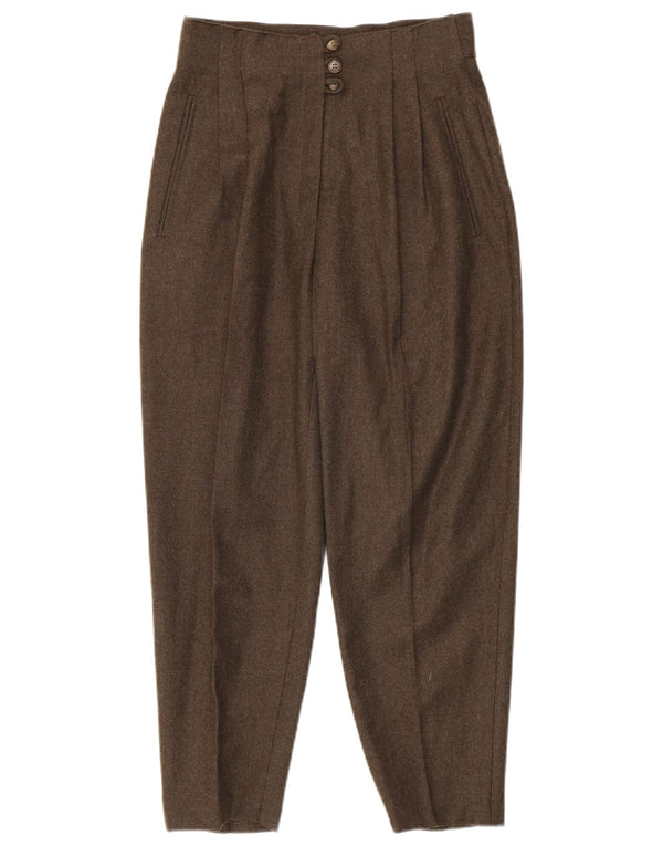Vintage Dame Crop Pegged Suit Trousers IT 42 Medium W26 L25 Khaki