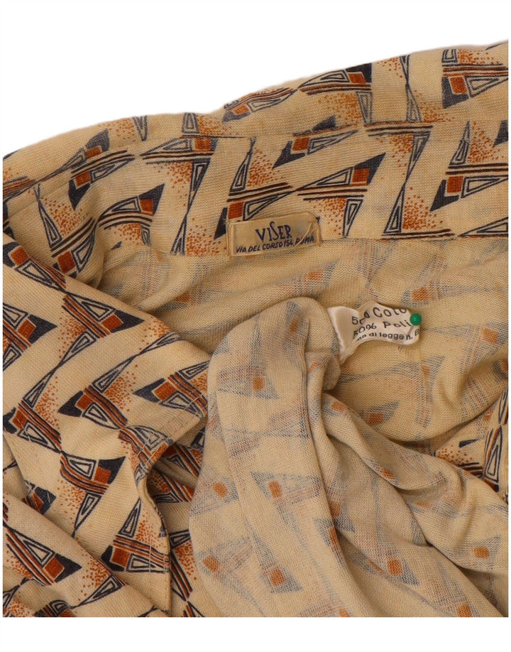 Vintage herre poloshirt Medium beige geometrisk bomuld