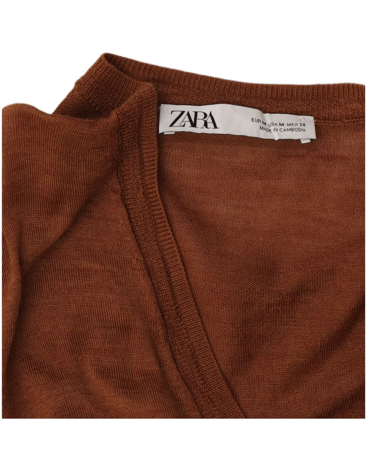 Zara Dame V-hals sweater UK 14 Medium Brun