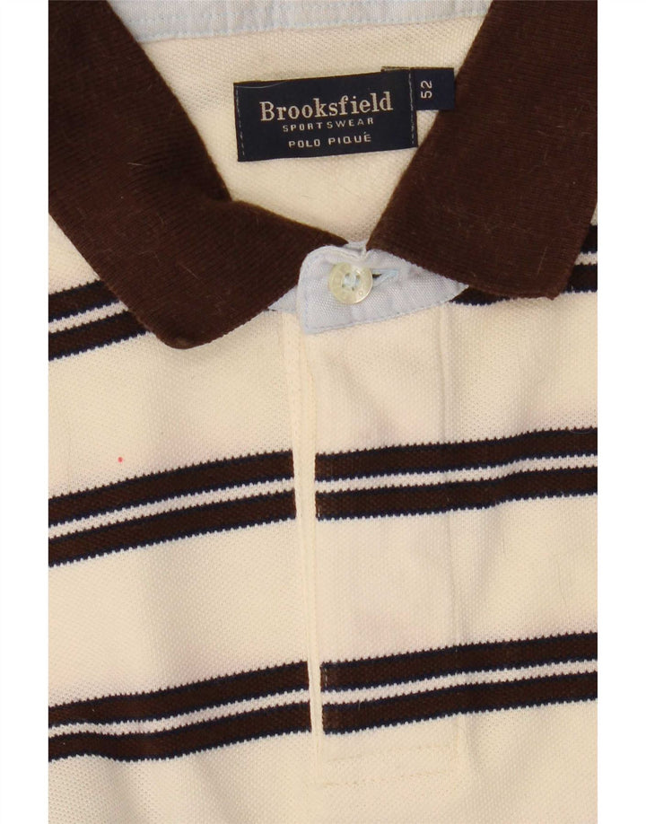 Brooksfield Poloshirt til mænd str. 52 Stor beige stribet